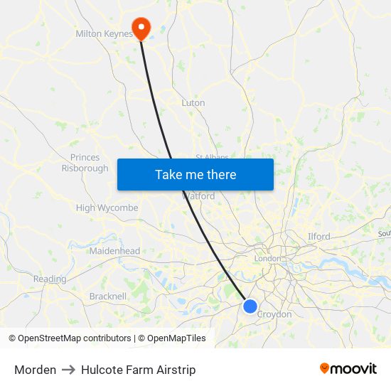 Morden to Hulcote Farm Airstrip map