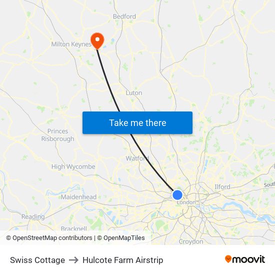 Swiss Cottage to Hulcote Farm Airstrip map