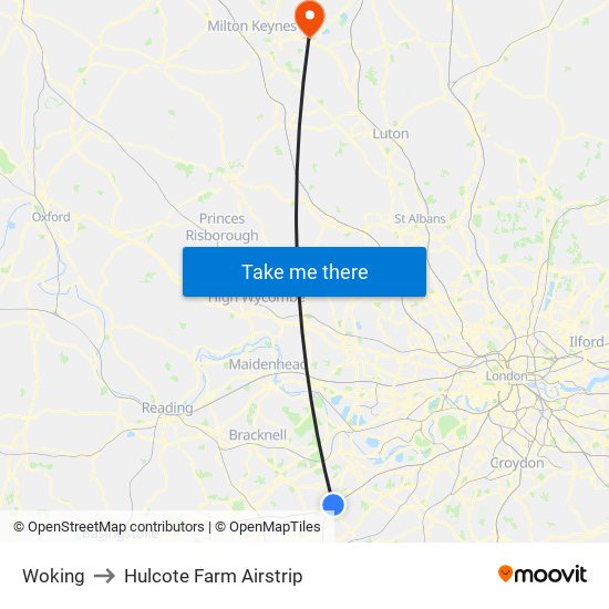 Woking to Hulcote Farm Airstrip map