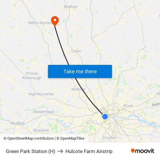 Green Park Station (H) to Hulcote Farm Airstrip map