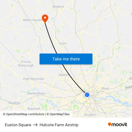 Euston Square to Hulcote Farm Airstrip map