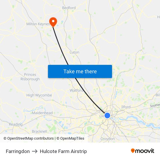 Farringdon to Hulcote Farm Airstrip map