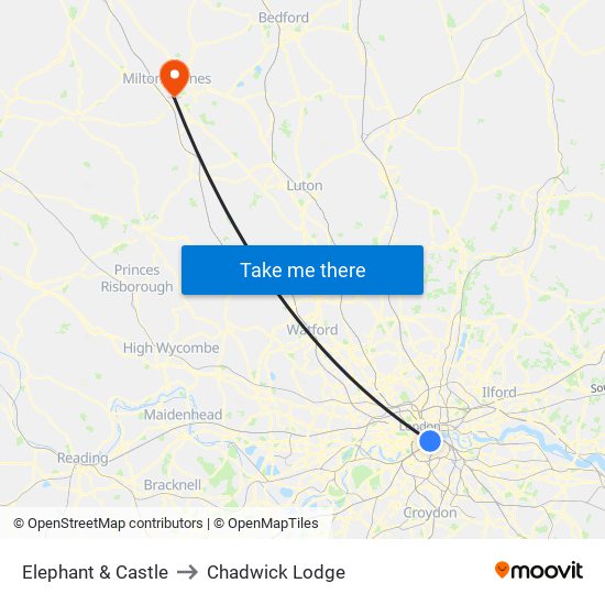 Elephant & Castle to Chadwick Lodge map