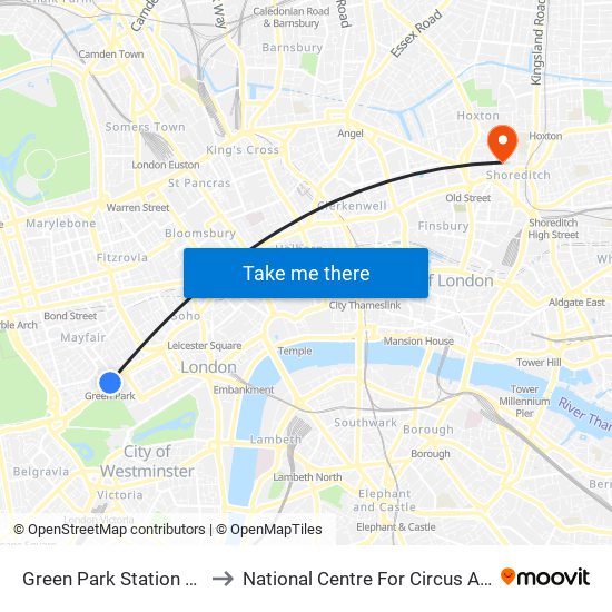 Green Park Station (H) to National Centre For Circus Arts map