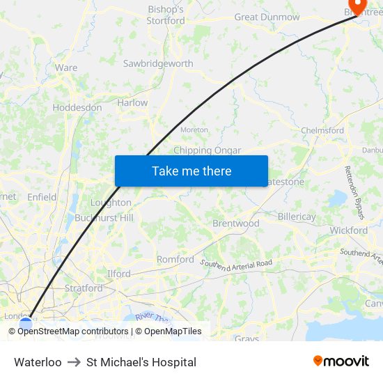 Waterloo to St Michael's Hospital map