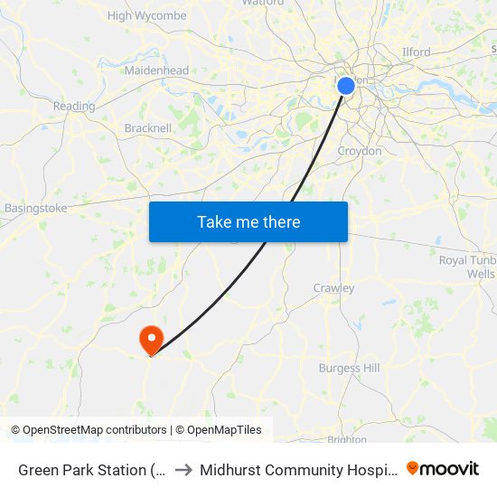 Green Park Station (H) to Midhurst Community Hospital map