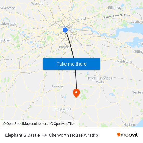 Elephant & Castle to Chelworth House Airstrip map