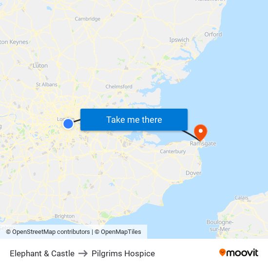 Elephant & Castle to Pilgrims Hospice map