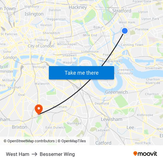 West Ham to Bessemer Wing map