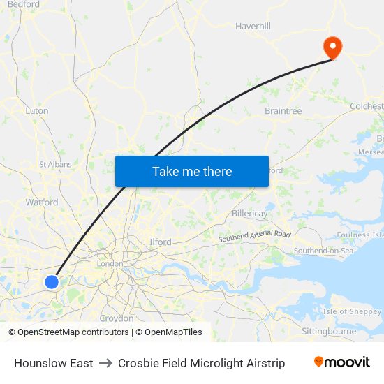 Hounslow East to Crosbie Field Microlight Airstrip map