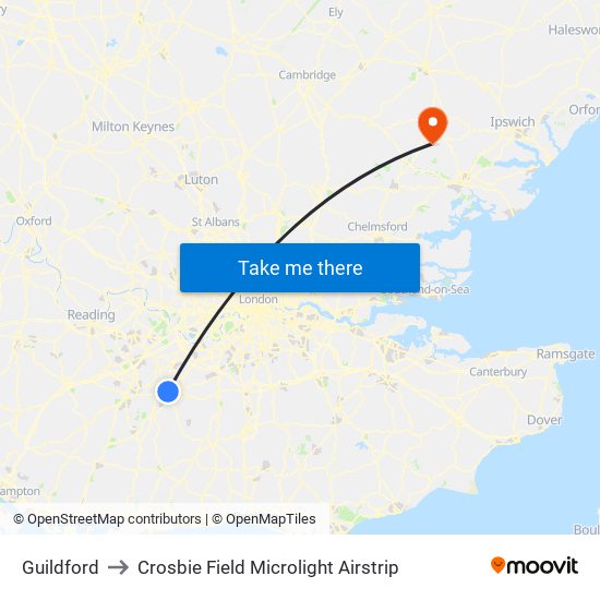 Guildford to Crosbie Field Microlight Airstrip map