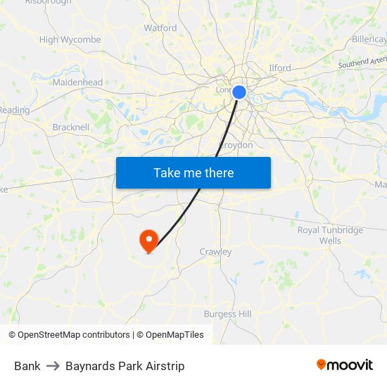 Bank to Baynards Park Airstrip map