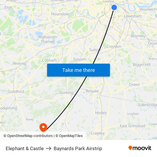 Elephant & Castle to Baynards Park Airstrip map
