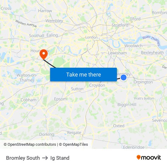 Bromley South to Ig Stand map