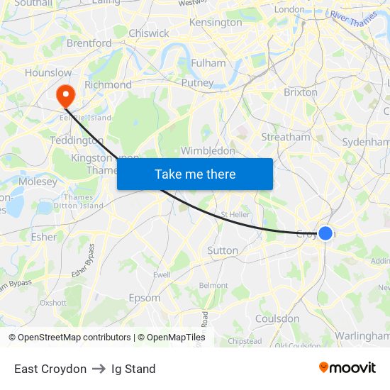 East Croydon to Ig Stand map