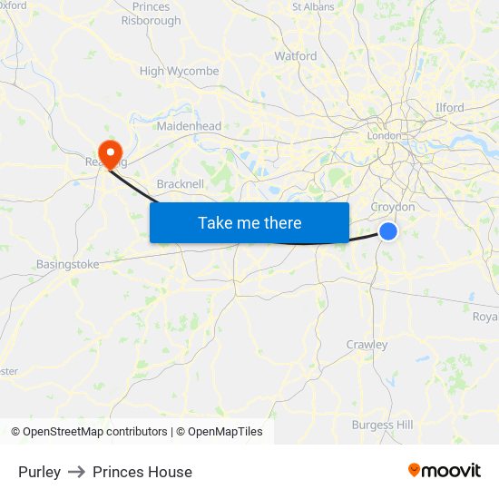 Purley to Princes House map