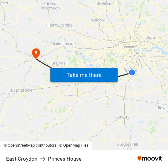 East Croydon to Princes House map