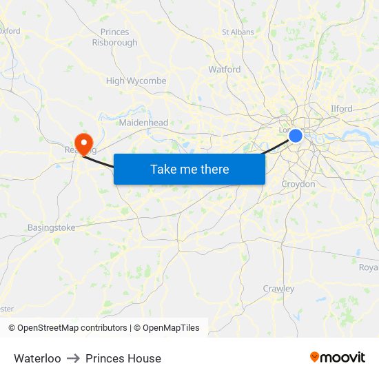 Waterloo to Princes House map