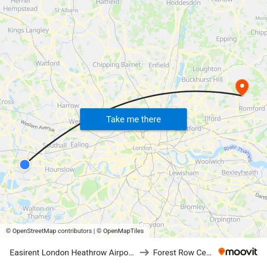 Easirent London Heathrow Airport Lhr to Forest Row Centre map
