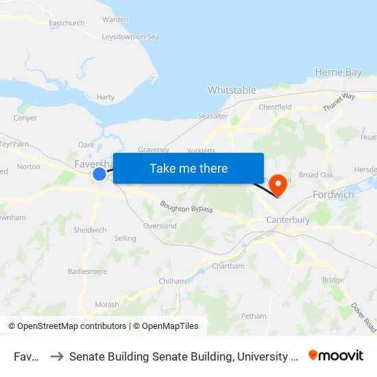 Faversham to Senate Building Senate Building, University Of Kent, Giles Lane, Canterbury, Ct2 7nu map
