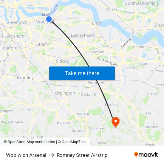 Woolwich Arsenal to Romney Street Airstrip map