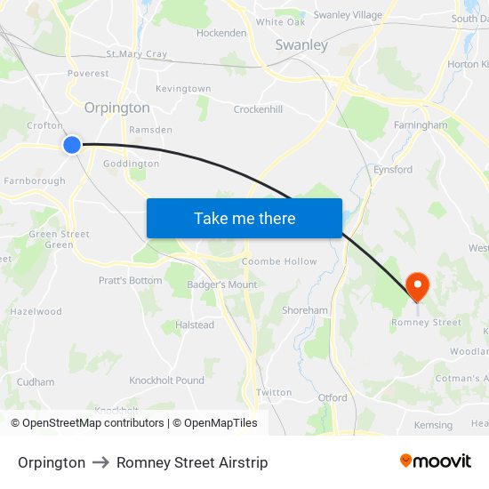 Orpington to Romney Street Airstrip map