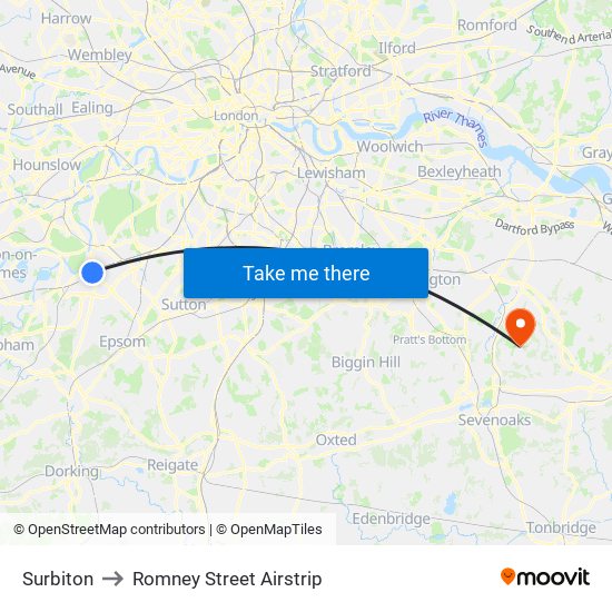 Surbiton to Romney Street Airstrip map