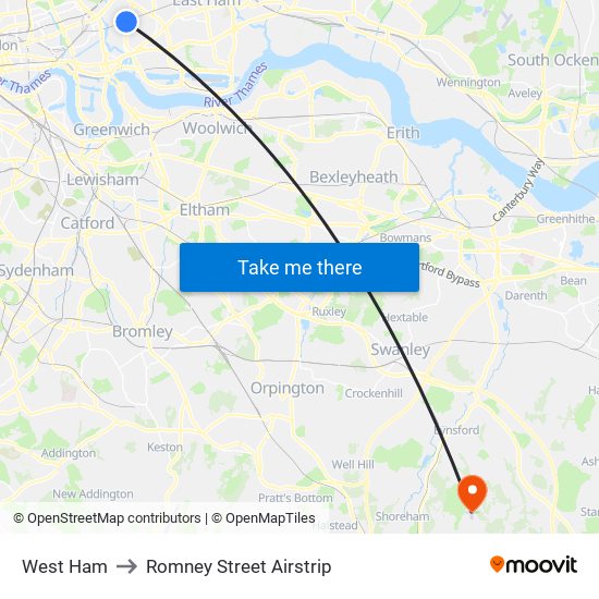 West Ham to Romney Street Airstrip map