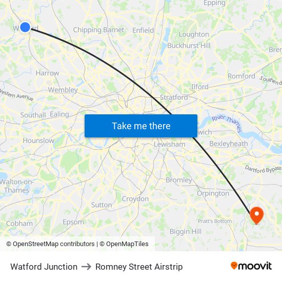 Watford Junction to Romney Street Airstrip map