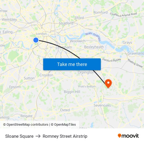 Sloane Square to Romney Street Airstrip map