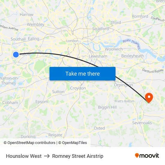 Hounslow West to Romney Street Airstrip map