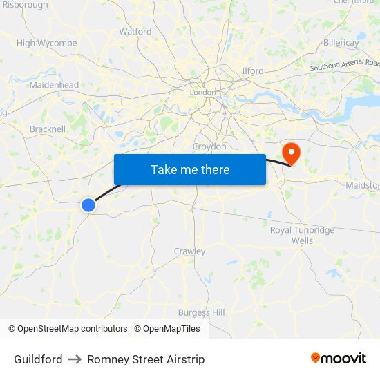 Guildford to Romney Street Airstrip map