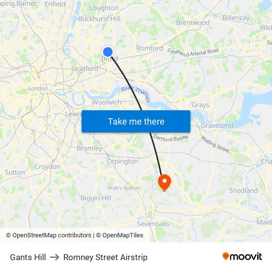 Gants Hill to Romney Street Airstrip map