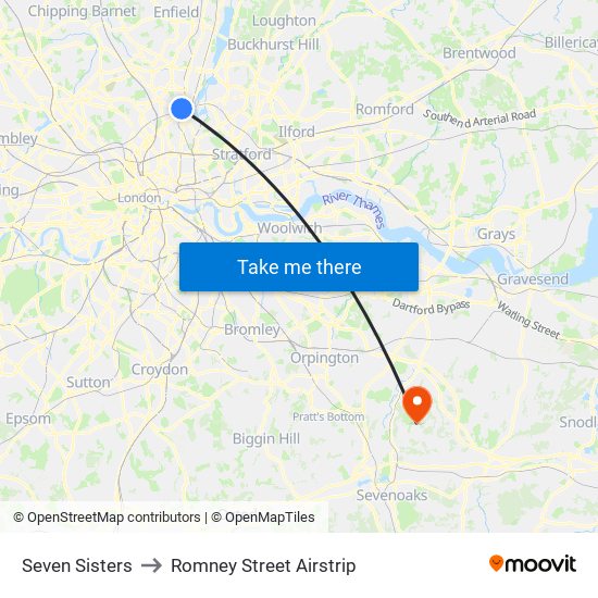 Seven Sisters to Romney Street Airstrip map