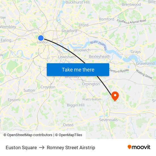 Euston Square to Romney Street Airstrip map