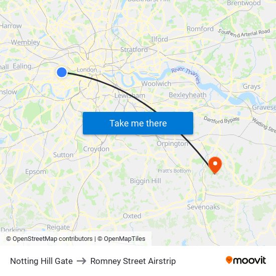 Notting Hill Gate to Romney Street Airstrip map