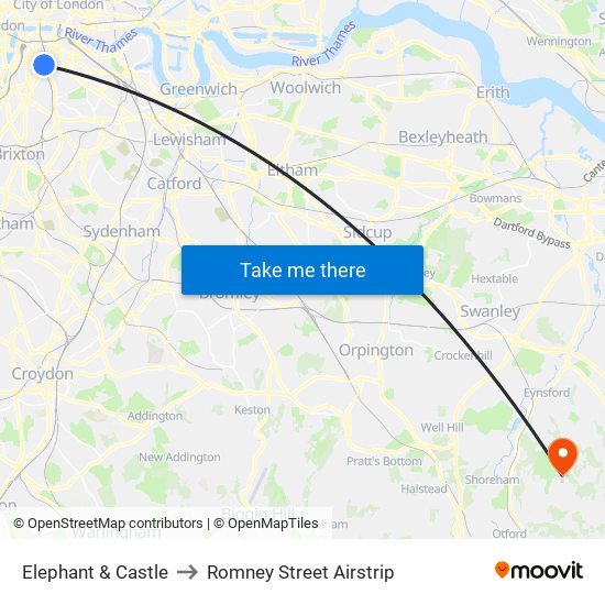 Elephant & Castle to Romney Street Airstrip map