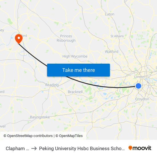 Clapham Common to Peking University Hsbc Business School (Foxcombe Hall Uk Campus) map