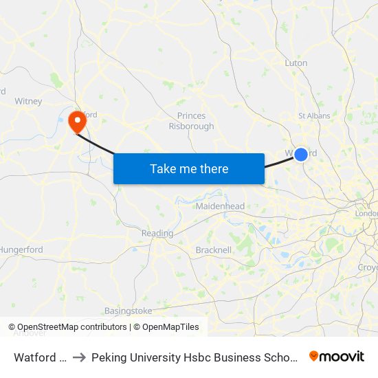 Watford Junction to Peking University Hsbc Business School (Foxcombe Hall Uk Campus) map