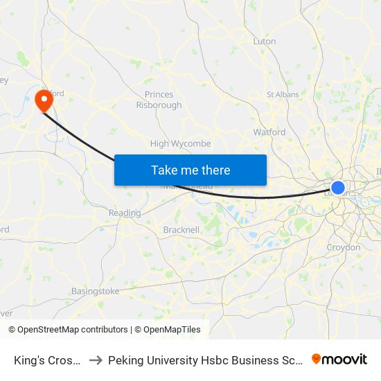 King's Cross St. Pancras to Peking University Hsbc Business School (Foxcombe Hall Uk Campus) map