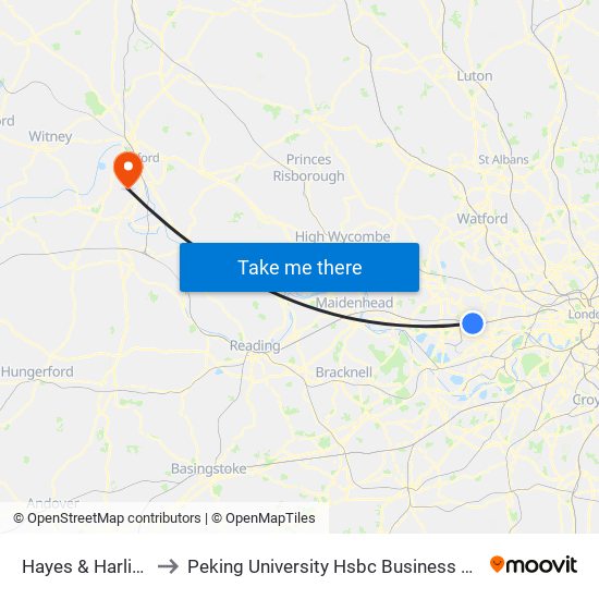 Hayes & Harlington Station (L) to Peking University Hsbc Business School (Foxcombe Hall Uk Campus) map