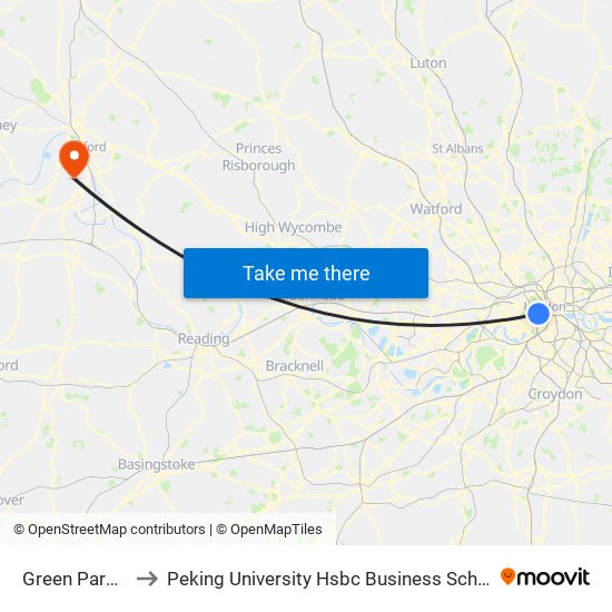 Green Park Station (H) to Peking University Hsbc Business School (Foxcombe Hall Uk Campus) map