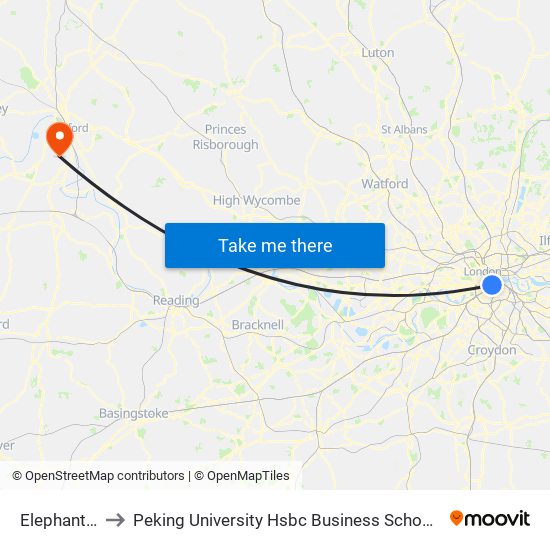 Elephant & Castle to Peking University Hsbc Business School (Foxcombe Hall Uk Campus) map