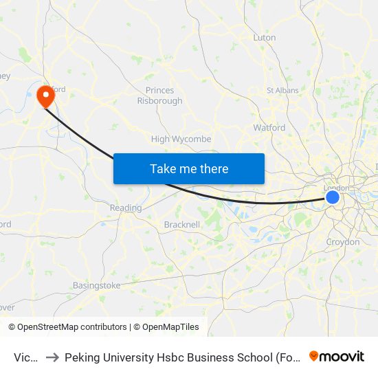 Victoria to Peking University Hsbc Business School (Foxcombe Hall Uk Campus) map