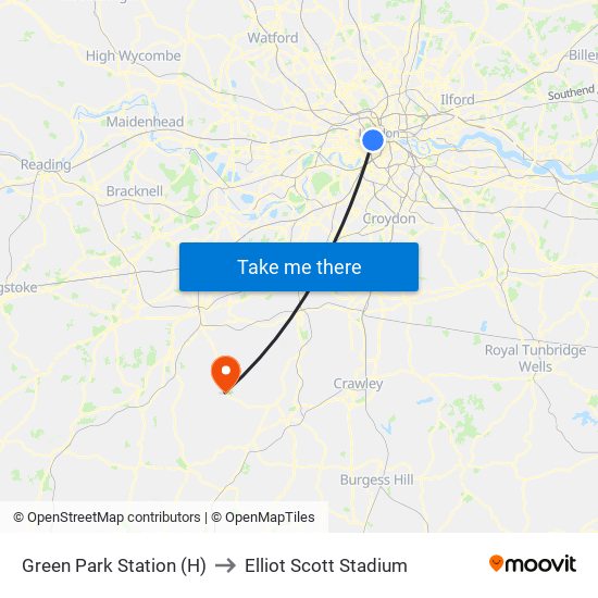 Green Park Station (H) to Elliot Scott Stadium map