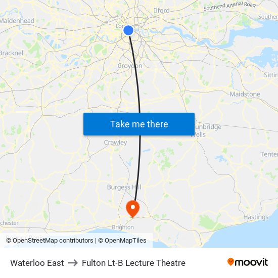 Waterloo East to Fulton Lt-B Lecture Theatre map