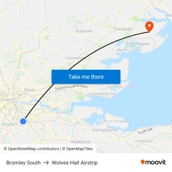 Bromley South to Wolves Hall Airstrip map