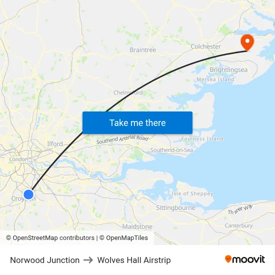 Norwood Junction to Wolves Hall Airstrip map