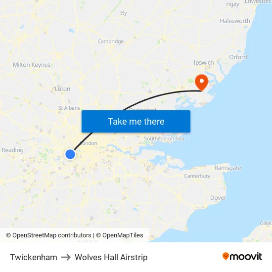 Twickenham to Wolves Hall Airstrip map