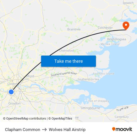 Clapham Common to Wolves Hall Airstrip map